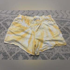 Secret Treasures Yellow and White Tie-Dye Athletic Shorts